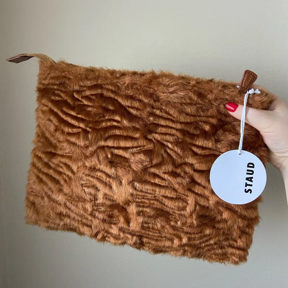 Staud faux fur xl clutch, new